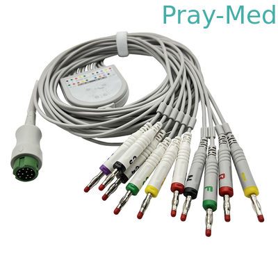 Buy 10 Lead Wires Biocare EKG Cable 3.6m Grey TPU Jacket With Banana 4.0 Connector online manufacture