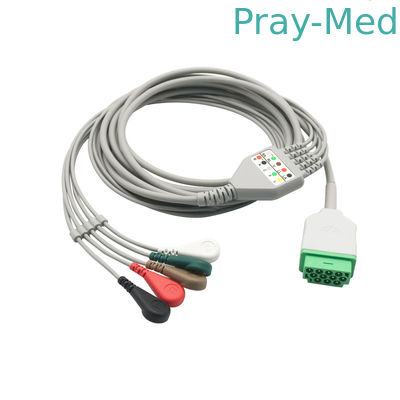 Buy Medical Reusable GE Marqutte Holter Recorder Integrated 5 Leadwires ECG Cable With Snap online manufacture