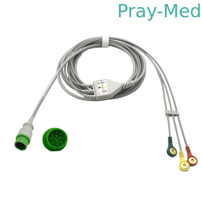 Buy 3 / 5 Leads One Piece ECG Cable 12 Pin Connector Infitron II Omni II Infinium Cable online manufacture