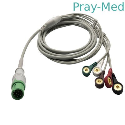 Buy Grey C30 C40 3.6m 12pins 5 Lead ECG Cable And Leadwires For Comen online manufacture