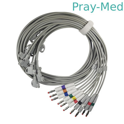 Buy Banana 4.0 Connector EKG Cable 10 Lead Wires 3.6m Grey TPU Jacket online manufacture