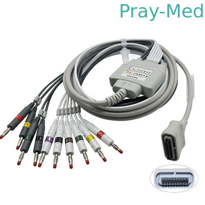 Buy 10 Lead 20Pin Banana 4.0 EKG Cable Compatible Edan ECG SE-1515 DX12 Holter Cable online manufacture