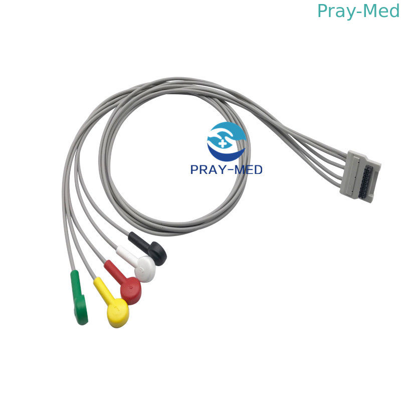 TPU Jacket BTL08 5 Lead Holter Ecg Cable 102cm For 12 Channel