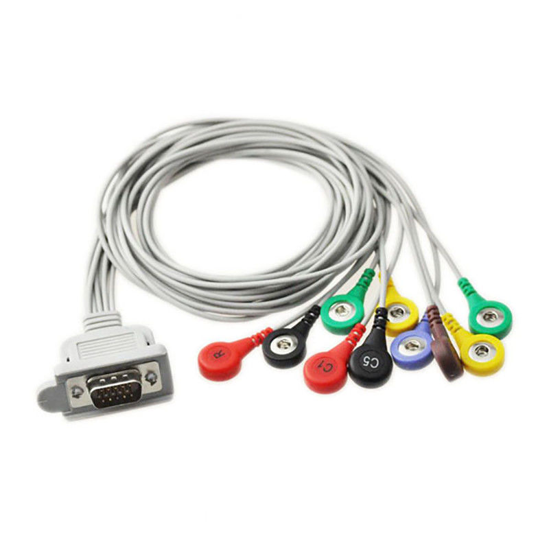 TPU 90cm ECG Patient Cable 10 Lead EKG Holter Cable Snap Plug