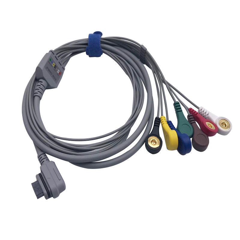 GE 7 Lead ECG Patient Cable 1.1m 16pin With Snap AHA Or IEC TPU Jacket