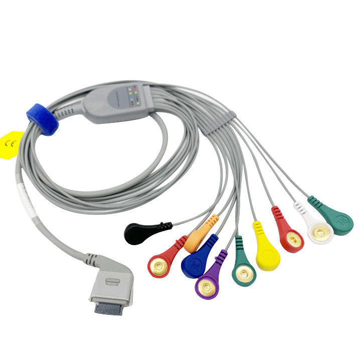 AHA IEC TPU Holter ECG Cable For Biomedical 26 Pin Snap Connector