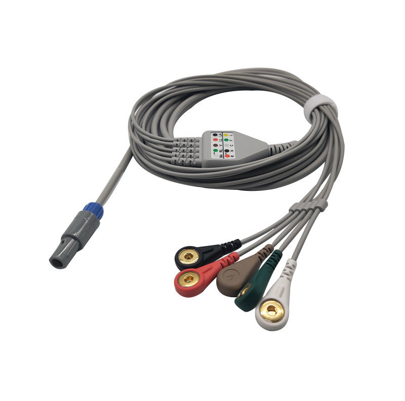 Din Connector AHA 3/5 Leads Biosys Ecg Cable 6-pin Connector IEC/AHA