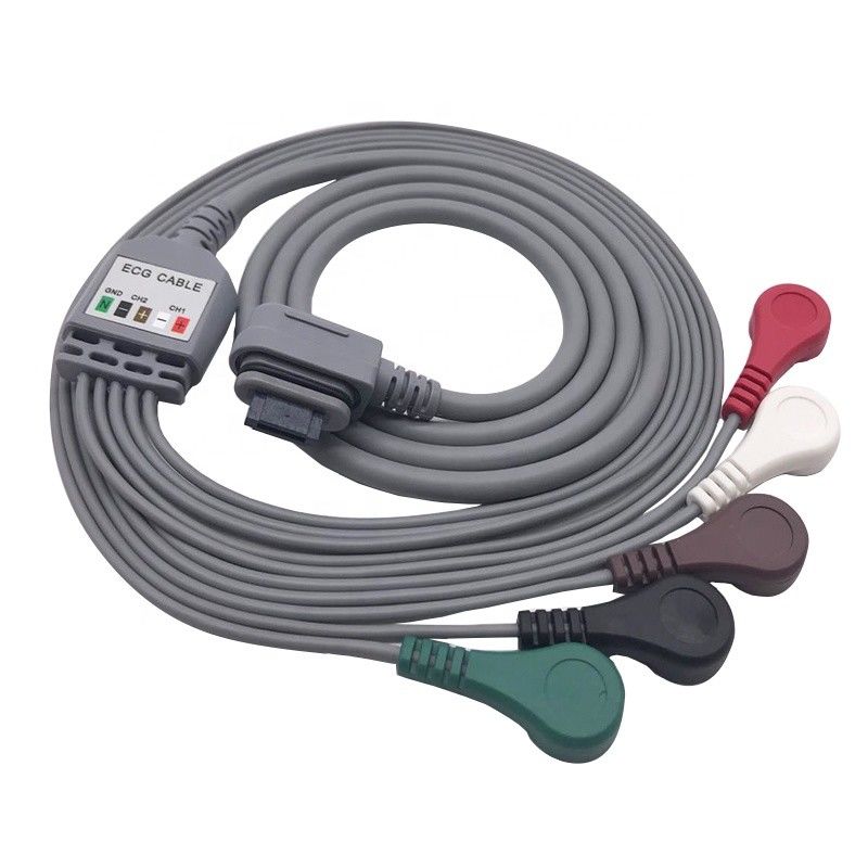 5/7 lead snap ECG GE SEER holter cable with snap ,IEC 2.5m Grey Color 2008594-001/2008594-002/2008594-004