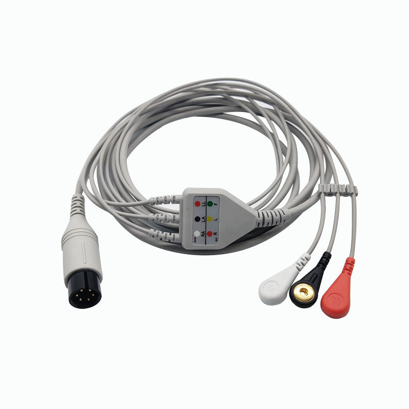 Mindray / Goldway ECG Patient Cable , 6 Pin Medical Ecg Cable With Snap / Grabber