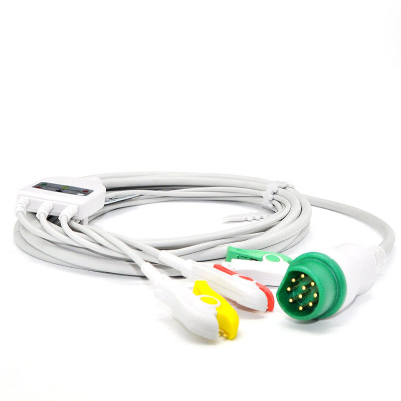 siemens 3 Lead Ecg Cables with leadwire For Snap / Clip 10 Pin TPU