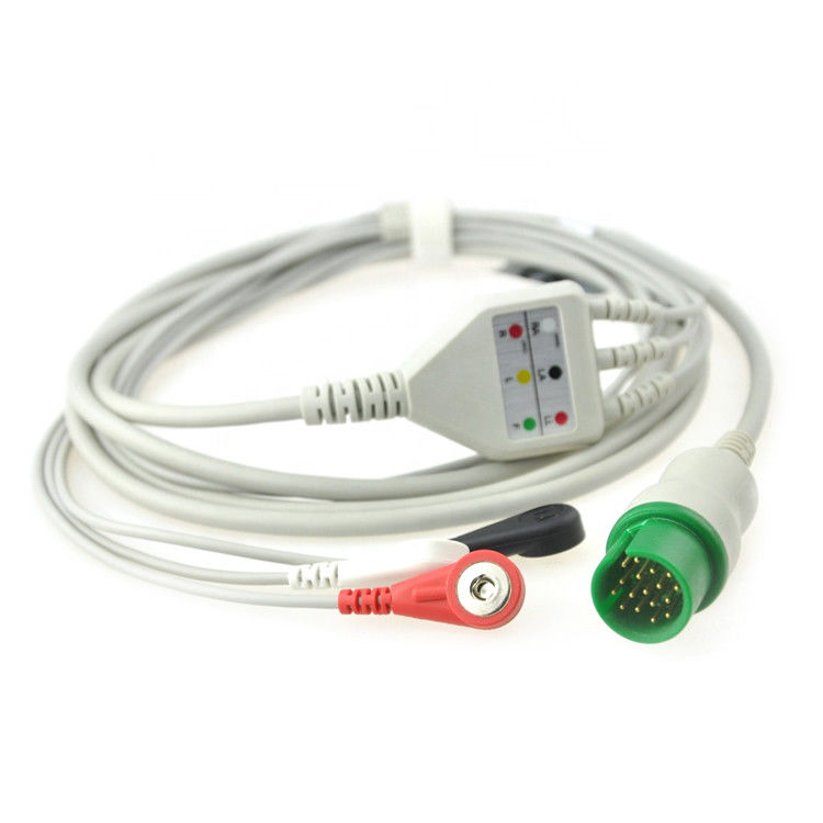 4.0mm Diameter Spacelabs Ecg Cable , 3/5Lead 17pin Ecg Cable With Lead Wire