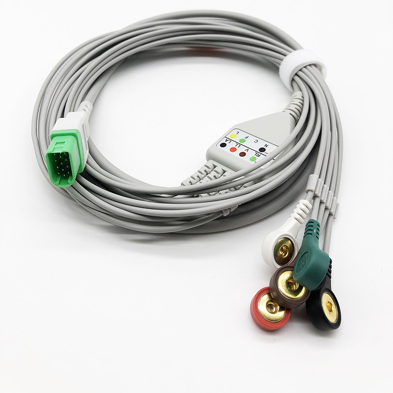 Cable Repuesto MINDRAY Pasaporte Cable ECG 6 Pines 3 Plomos Snap AHA Para Sistema MINDRAY Pasaporte - Envío Rápido El Mismo Día Gemini PDA