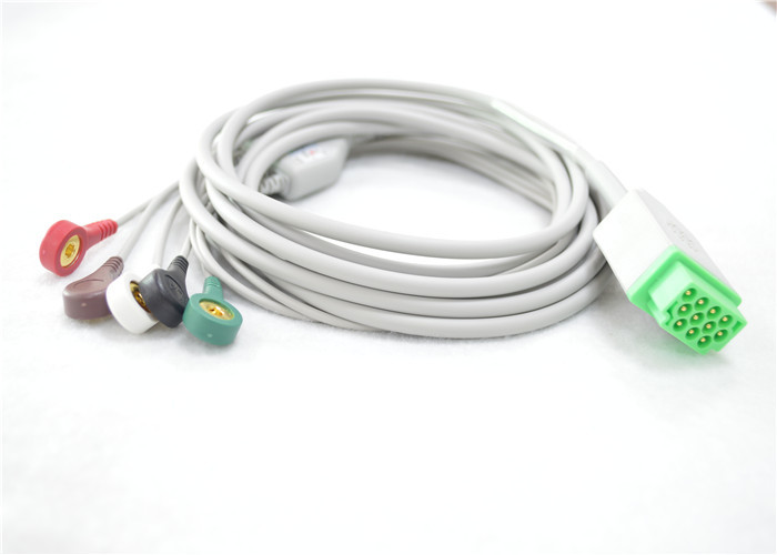 thumbnail image 2 of CONTEC 6-Pin 5-Lead ECG Patient Cable – Gilded Snap B Type For Patient Monitor 2 of 6