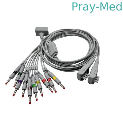 Banana 4.0 Connector Nalong EKG Cable 3.6m Grey TPU Jacket 10 Lead Wires