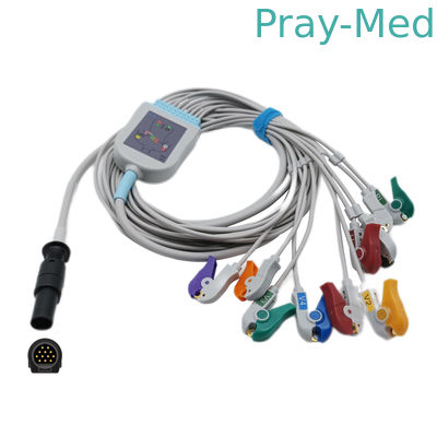 TPU Jacket Mortara EKG Cable 12 Pin Hypertronix Connecto AHA/IEC Lead Color Coding