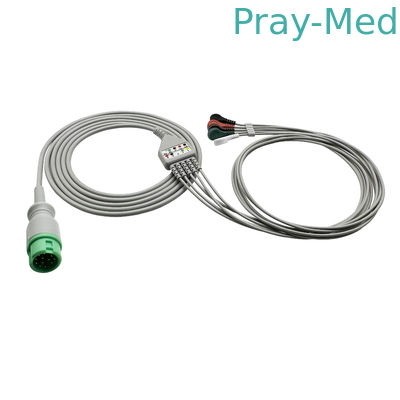Mindray / Edan / Goldway Ecg Trunk Cable With Lead Wires 12 Pin Snap 12 Months Warranty