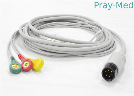Medical Ecg Lead Wires Cable , 5.0mm Dia Ecg Patient Lead Shielded Cable