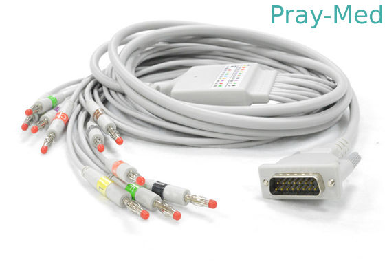 Schiller AT1 / 2 EKG Cable With Long Screw DB 15 PIN Connector 5.0mm Dia