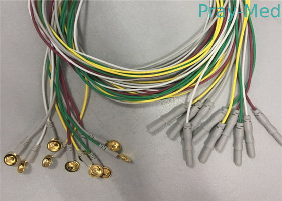 Golden Plated Electrodes EEG Cables 1.2m / 1.5m Length TPU Cable Material