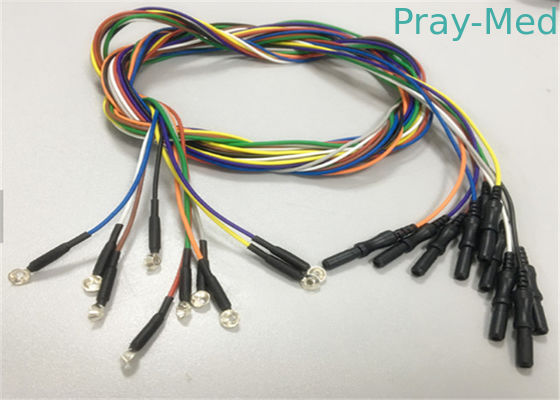 Medical Single EEG Cables Gold Plated Silver 10mm EEG Disc Electrode Cap