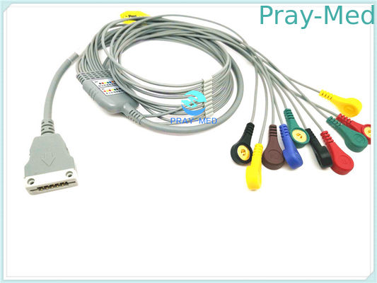 Copper Conductor ECG Patient Cable , TPU ECG Holter Cable 10/12 Lead With Snap