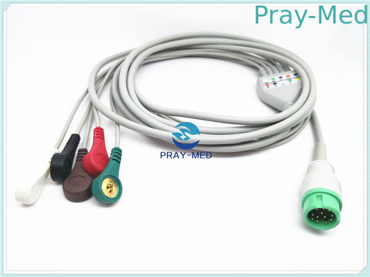 5 Lead Mindray Ecg Cable , Round 12 Pins Adult Ecg Cables And Leadwires