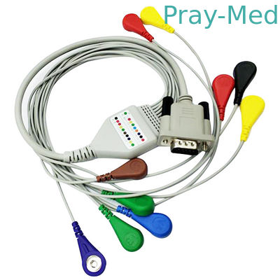 Shidaishuma 15 Pin length 0.9m Holter ECG Cable 10 Leads With Snap