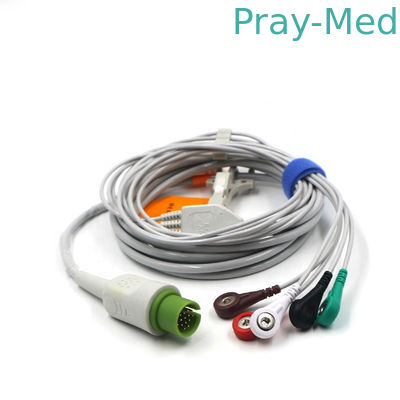 Spacelabs 5 Lead ecg cable with snap end Adult/Pediatric 17 Pin Connector 3.6m