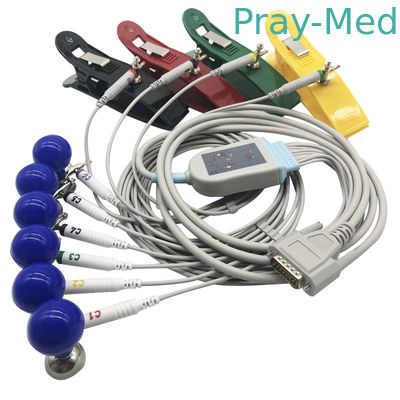 Nihon 10 Lead ECG EKG Cable With Chest Suction Limb Clamp Electrodes