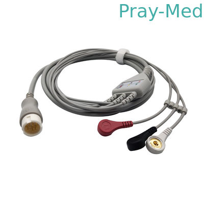 HP / HP 3 Lead Patient Cable For Ecg Machine 12 Pin Connector 3.6m TPU