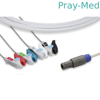 Petas 4 Lead ECG Patient Cable With 6 Pin Grabber / Pinch 0.7lb Weight